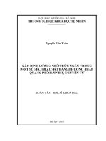 Xác định lượng nhỏ thủy ngân trong một số mẫu địa chất bằng phương pháp quang phổ hấp thụ nguyên tử 
