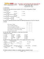 Đề thi giữa học kì 1 môn Tiếng Anh lớp 6 Phòng GD&ĐT Bình Giang có đáp án