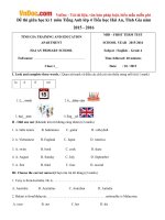 Đề thi giữa học kì 1 môn Tiếng Anh lớp 4 Tiểu học Hải An, Tĩnh Gia năm 2015 - 2016