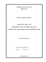 Giải quyết việc làm theo pháp luật lao động việt nam và thực tiễn thực hiện tại thành phố đà nẵng 
