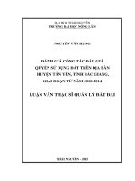 Đánh giá công tác đấu giá quyền sử dụng đất trên địa bàn huyện tân yên, tỉnh bắc giang, giai đoạn từ năm 2010 2014 