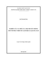 Nghiên cứu vai trò của chợ truyền thống đối với phát triển du lịch hội an, quảng nam 