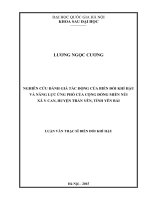 Nghiên cứu đánh giá tác động của biến đổi khí hậu và năng lực ứng phó của cộng đồng miền núi xã y can, huyện trấn yên, tỉnh yên bái 