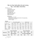 Báo cáo thực hành phân tích môi trường bài 1 đo hiện trường