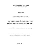 KHÓA LUẬN TỐT NGHIỆP: PHÁT TRIỂN KHẢ NĂNG GHI NHỚ CHO TRẺ CÓ HỘI CHỨNG ĐAO Ở TIỂU HỌC