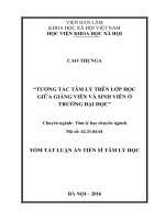 Tương tác tâm lý trên lớp học giữa giảng viên và sinh viên ở trường đại học (TT)