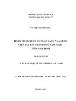 LUẬN VĂN THẠC SĨ TÀI CHÍNH NGÂN HÀNG: HOÀN THIỆN QUẢN LÝ NGÂN SÁCH NHÀ NƯỚC TRÊN ĐỊA BÀN THÀNH PHỐ NAM ĐỊNH –  TỈNH NAM ĐỊNH