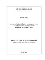 Quản lý đội ngũ cán bộ nghiên cứu tại viện hàn lâm khoa học và công nghệ việt nam