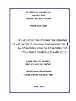 Luận văn tốt nghiệp bác sĩ Y khoa dự phòng: Nghiên cứu tình trạng dinh dưỡng và một số yếu tố liên quan ở người cao tuổi tại xã Hương Vinh thị xã Hương Trà tỉnh thừa thiên Huế năm 2015