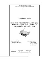 Luận văn  phân tích thực trạng và hiệu quả kinh tế của hộ nuôi cá tra tại quận thốt nốt   cần thơ 