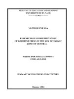 RESEARCH ON COMPETITIVENESS OF GARMENT FIRMS IN THE KEY ECONOMIC ZONE OF CENTRAL