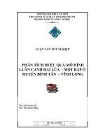 Luận văn phân tích hiệu quả mô hình luân canh 2 lúa – một bắp ở huyện bình tân   vĩnh long 
