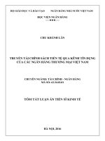 Truyền tải chính sách tiền tệ qua kênh tín dụng của các ngân hàng thương mại Việt Nam