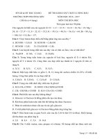 Đề thi khảo sát chất lượng đầu năm môn Hóa học lớp 12 trường THPT Phương Sơn, Bắc Giang năm học 2016 - 2017