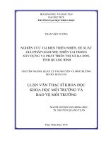 Nghiên cứu tai biến thiên nhiên, đề xuất giải pháp giảm nhẹ thiên tai trong xây dựng và phát triển thị xã ba đồn, tỉnh quảng bình