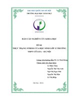 THỰC TRẠNG STRESS CỦA HỌC SINH LỚP 12 TRƯỜNG THPT CỔ LOA – HÀ NỘI