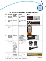 LIST OF TOOLS FOR PACKAGE INTEGRITY CHECKING   15 aug 2012
