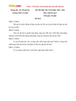 Đề thi học kì 1 môn Giáo dục công dân lớp 9 trường THCS Cự Khê, Hà Nội năm học 2015 - 2016