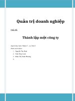 QUẢN TRỊ DOANH NGHIỆP   THÀNH lập CÔNG TY MAY