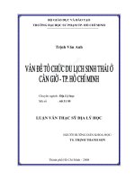 Vấn đề tổ chức du lịch sinh thái ở cần giờ   TP hồ chí minh 
