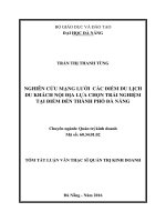 Nghiên cứu mạng lưới các điểm du lịch du khách nội địa lựa chọn trải nghiệm tại điểm đến thành phố đà nẵng