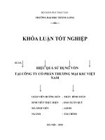 HIỆU QUẢ SỬ DỤNG VỐN TẠI CÔNG TY CỔ PHẦN THƯƠNG MẠI KSC VIỆT NAM