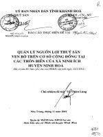 Quản lý nguồn lợi thủy sản ven bờ trên cơ sở cộng đồng tại các thôn ven biển của xã ninh ích huyện ninh hòa 