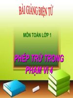 Bài giảng Toán 1 chương 2 bài 4: Phép trừ trong phạm vi 4
