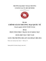 Phân tích thực trạng xuất khẩu mặt hàng dệt may của việt nam sang hoa kỳ trong giai đoạn 2001 – 2014