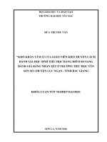 Khó khăn tâm lí của giáo viên khi chuyển cách đánh giá học sinh tiểu học bằng điểm số sang đánh giá bằng nhận xét ở trường tiểu học tân sơn số 1 huyện lục ngạn   tỉnh bắc giang 