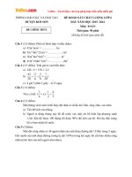 Đề thi khảo sát chất lượng đầu năm môn Toán lớp 6 huyện Kim Sơn, Ninh Bình năm học 2015 - 2016