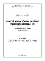 Quản lý đội ngũ giáo viên tiếng anh tiểu học trong bối cảnh đổi mới giáo dục (TT)