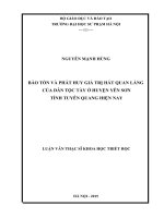 LUẬN VĂN THẠC SĨ TRIẾT HỌC: BẢO TỒN VÀ PHÁT HUY GIÁ TRỊ HÁT QUAN LÀNG    CỦA DÂN TỘC TÀY Ở HUYỆN YÊN SƠN  TỈNH TUYÊN QUANG HIỆN NAY