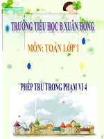 Bài giảng Toán 1 chương 2 bài 4: Phép trừ trong phạm vi 4