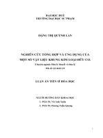 Nghiên cứu tổng hợp và ứng dụng của một số vật liệu khung kim loại   hữu cơ