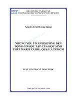 Những yếu tố ảnh hưởng đến động cơ học tập của học sinh THPT marie curie, quận 3, TP HCM 
