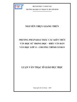 Phương pháp khai thác các kiến thức văn học sử trong đọc – hiểu văn bản văn học lớp 11   chương trình cơ bản 