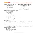 Đề thi khảo sát chất lượng đầu năm môn Toán lớp 9 huyện Kim Sơn, Ninh Bình năm học 2015 - 2016