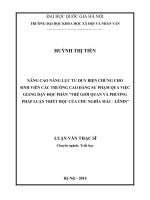 Nâng cao năng lực tư duy biện chứng cho sinh viên các trường cao đẳng sư phạm qua việc giảng dạy học phần thế giới quan và phương pháp luận triết học của chủ nghĩa mác   lênin 