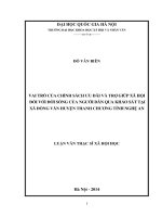 Vai trò của chính sách ưu đãi và trợ giúp xã hội đối với đời sống của người dân qua khảo sát tại xã đồng văn huyện thanh chương tỉnh nghệ an 