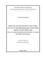 Khảo sát giá trị liên kết và ngữ nghĩa của các từ nối theo phạm trù tương phản trong văn bản tiếng việt (trên cơ sở dữ liệu truyện ngắn của ba tác giả nam cao, nguyễn huy thiệp, nguyễn ngọc tư) 