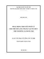 HOẠT ĐỘNG TRỢ GIÚP PHÁP lý CHO TRẺ EM LANG THANG tại tổ CHỨC TRẺ EM RỒNG XANH hà nội 