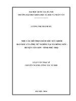 NHU cầu hỗ TRỢ CHĂM sóc sức KHỎE BAN đầu của PHỤ nữ NGHÈO tại xã ĐỒNG sơn   HUYỆN tân sơn   TỈNH PHÚ THỌ 
