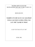 Nghiên cứu đề xuất các giải pháp nâng cao chất lượng công tác lưu trữ tại bộ tư pháp 