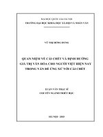 QUAN NIỆM về cái CHẾT và ĐỊNH HƯỚNG GIÁ TRỊ văn hóa CHO NGƯỜI VIỆT HIỆN NAY TRONG vấn đề ỨNG xử với cái CHẾT 