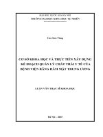 Cơ sở khoa học và thực tiễn xây dựng kế hoạch quản lý chất thải y tế của bệnh viện răng hàm mặt trung ương 