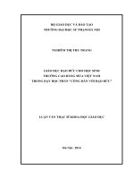 Tóm tắt Luận văn thạc sĩ giáo dục: GIÁO DỤC ĐẠO ĐỨC CHO HỌC SINH  TRƯỜNG CAO ĐẲNG MÚA VIỆT NAM  TRONG DẠY HỌC PHẦN CÔNG DÂN VỚI ĐẠO ĐỨC