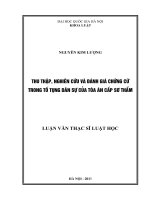 Thu thập, nghiên cứu và đánh giá chứng cứ trong tố tụng dân sự của tòa án cấp sơ thẩm 