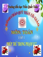 Bài giảng Toán 1 chương 2 bài 10: Phép trừ trong phạm vi 7