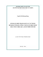 ĐÁNH GIÁ HIỆN TRẠNG QUẢN lý, sử DỤNG hồ kẻgỗ TỈNH hà TĨNH và đề XUẤT BIỆN PHÁP KHAI THÁC HIỆU QUẢ, GIẢM THIỂU rủi RO 